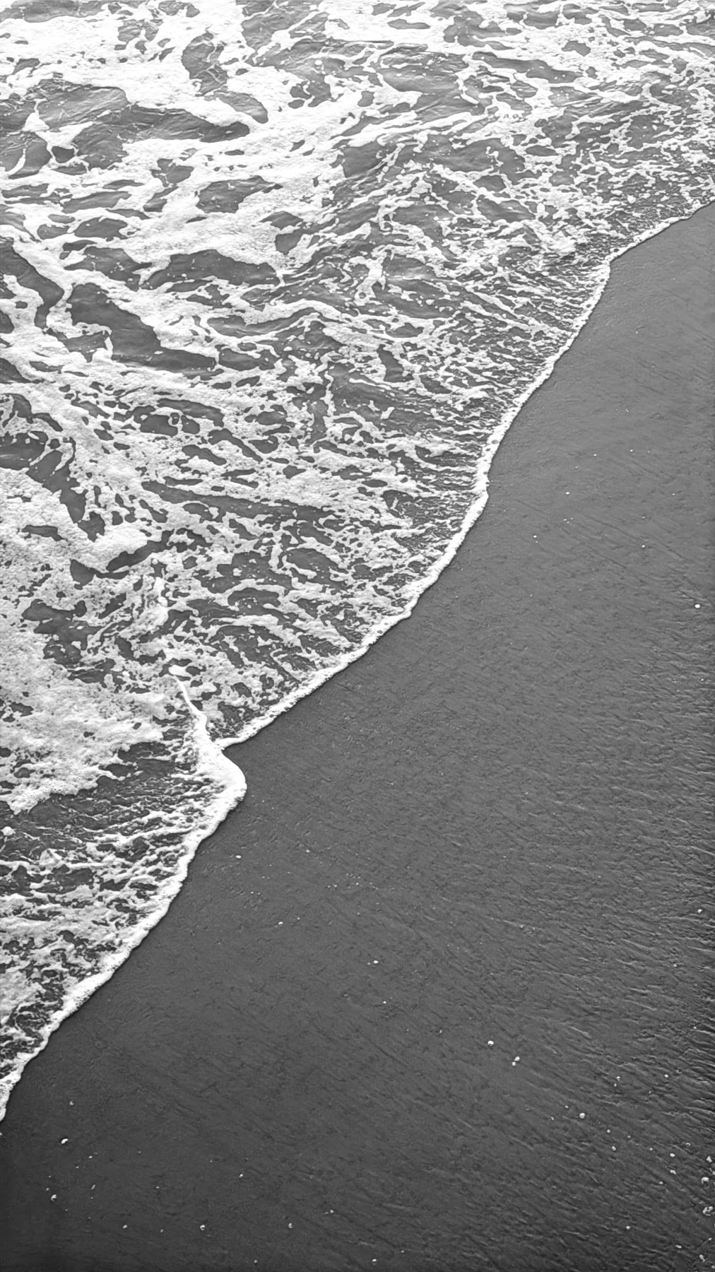 Ocean foam photographed in black and white
